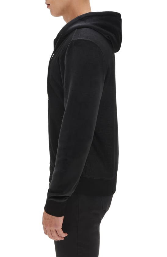 Robert Barakett Carter Mixed Knit Zip Hoodie In Black