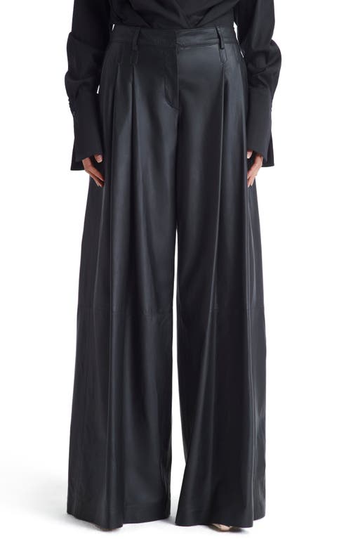 TWP TWP DIDI HIGH WAIST PLEATED LEATHER WIDE LEG PANTS 