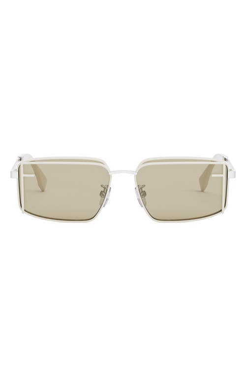 The Fendi First Sight 53mm Rectangular Sunglasses in Ivory /Green 