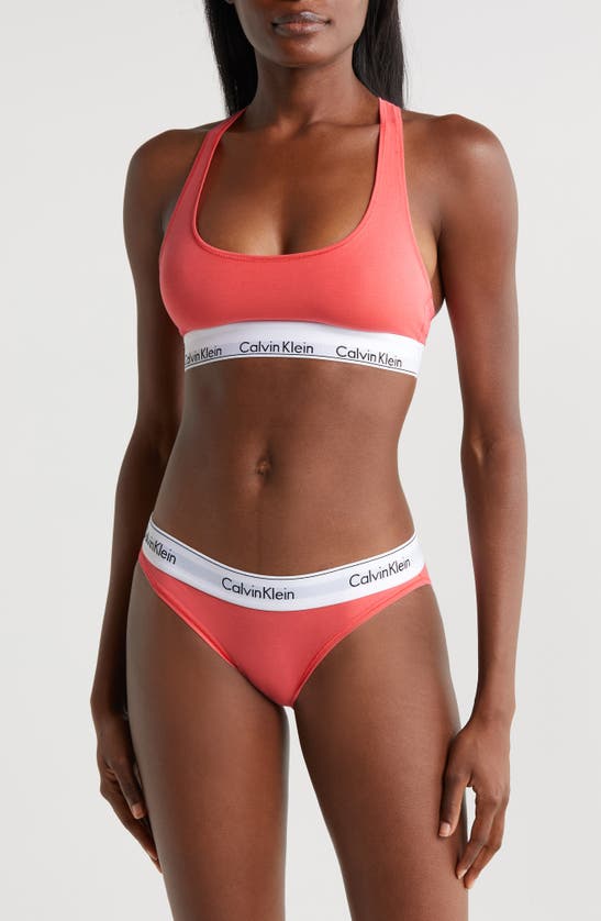 Shop Calvin Klein Modern Cotton Bikini In Calypso Coral