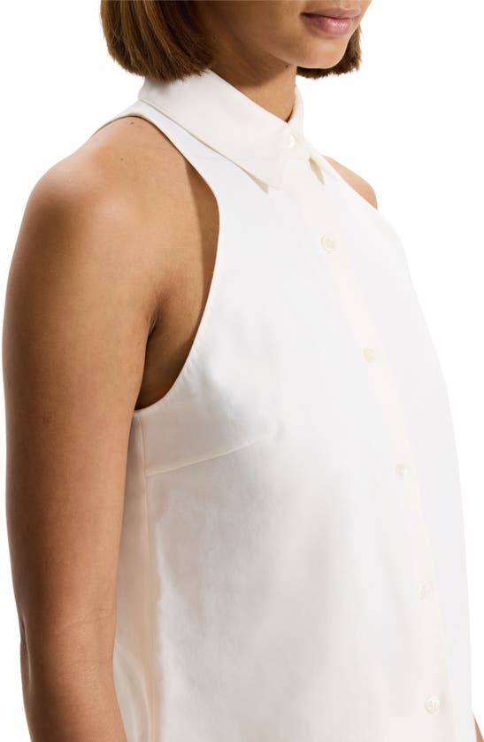 Shop Theory Sleeveless Linen Blend Shirt In Ivory