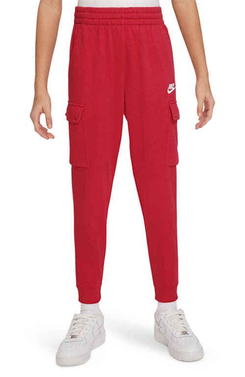 Shop Nike Kids' Sportswear Club Fleece Cargo Joggers In University Red/white