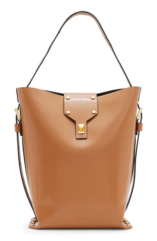 Shop Allsaints Miro Leather Shoulder Bag In Desert Tan