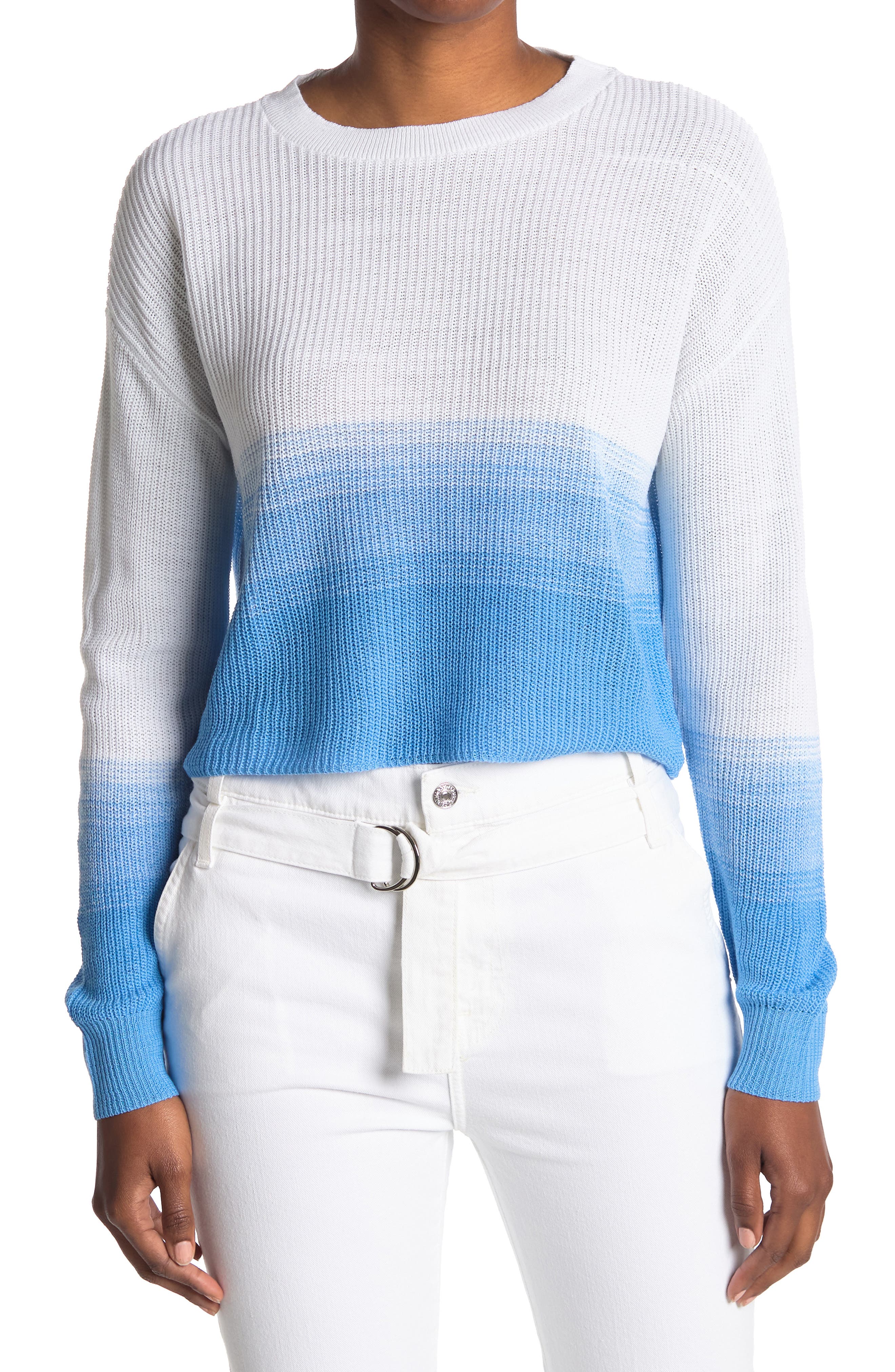 Abound Ombre Pullover Crop Sweater In Light/pastel Blue