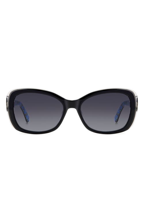 Kate Spade New York elowen 55mm gradient round sunglasses in Black/Grey Shaded at Nordstrom
