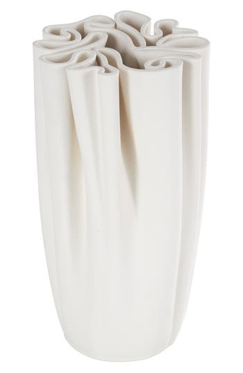 Vivian Lune Home Fluted Ceramic Vase In White