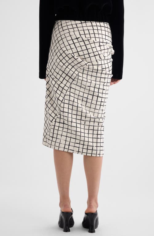 Shop Dries Van Noten Harens Grid Print Asymmetric Cotton Skirt In White