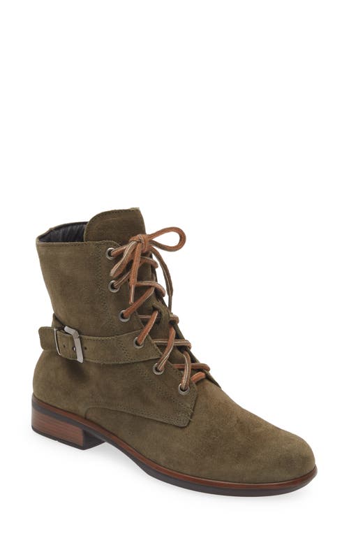 Alize Zip Combat Boot in Oily Olive Suede