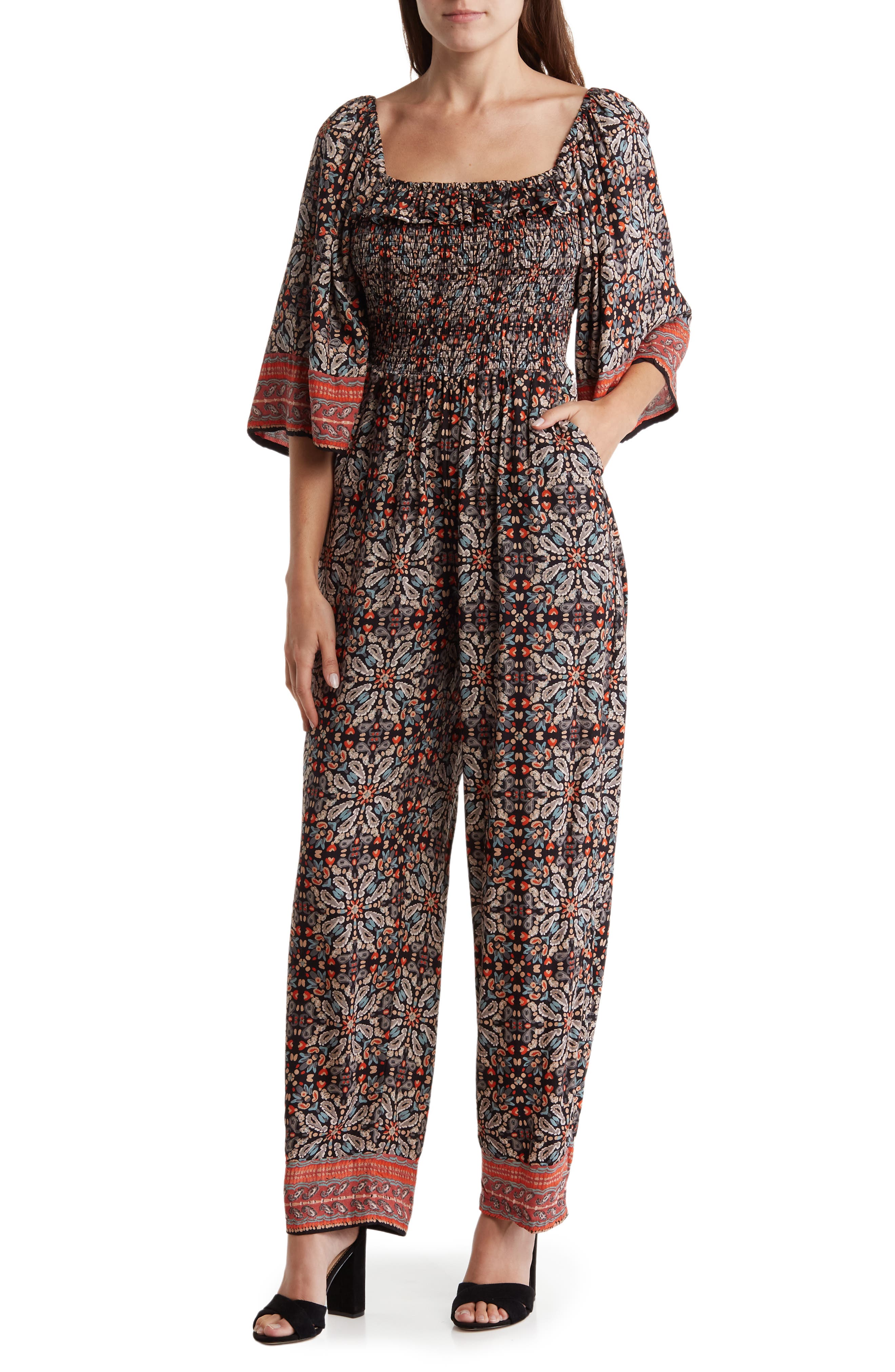 Strapless Smocked Wide-Leg Jumpsuit 1-Piece Outfit main image 0