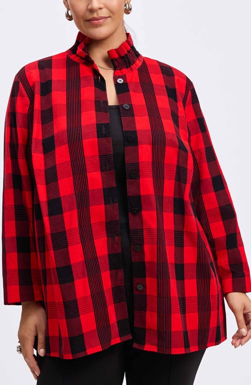 Shop Foxcroft Carolina Buffalo Check Non-iron Corduroy Button-up Shirt In Red/black