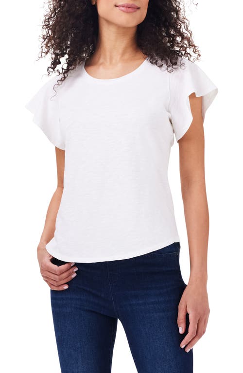 Flutter Sleeve Cotton T-Shirt in Paper White