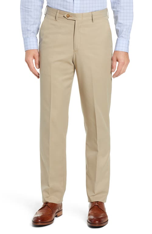 Berle Classic Fit Flat Front Microfiber Performance Trousers Tan at Nordstrom,