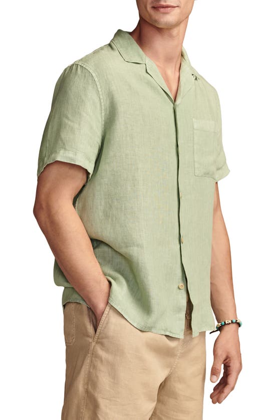 Shop Lucky Brand Solid Linen Camp Shirt In Green Bay