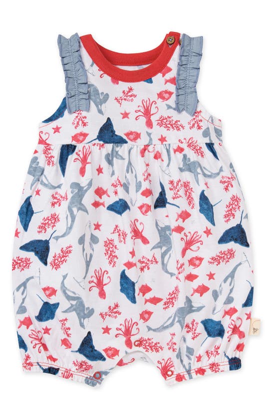 Burt's Bees Baby Babies' Majestic Sea Creatures Bubble Romper In Cloud