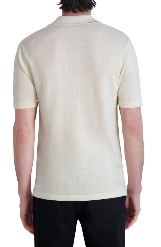 Shop Karl Lagerfeld Stitch Detail Linen Short Sleeve Cardigan In Natural