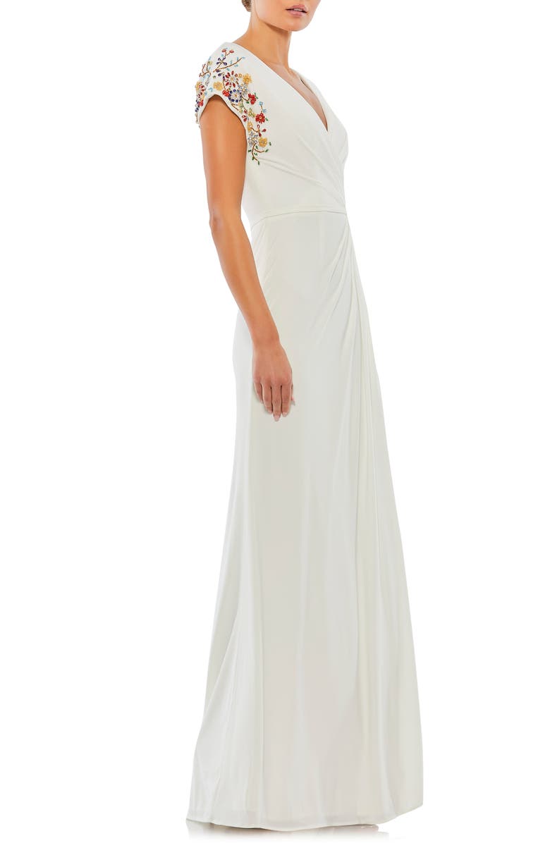 Mac Duggal Jeweled Sleeve Faux Wrap Gown | Nordstrom