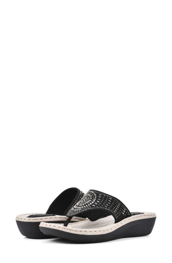 Shop Cliffs By White Mountain Cienna Thong Sandal In Black Fabric