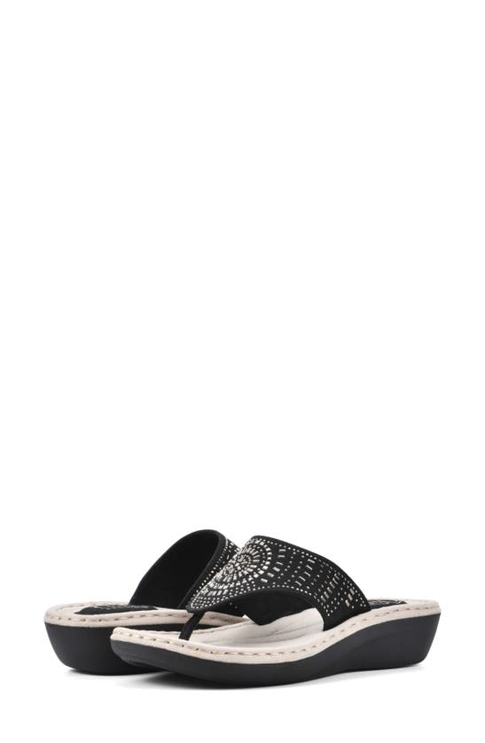 Cliffs By White Mountain Cienna Thong Comfort Sandal In Black Fabric