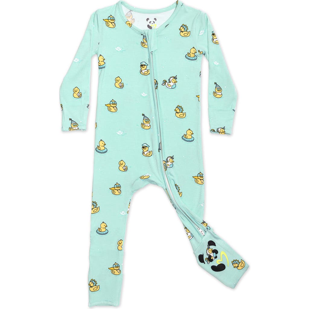 Bellabu Bear Rubber Ducky Convertible Footie Pajamas In Green