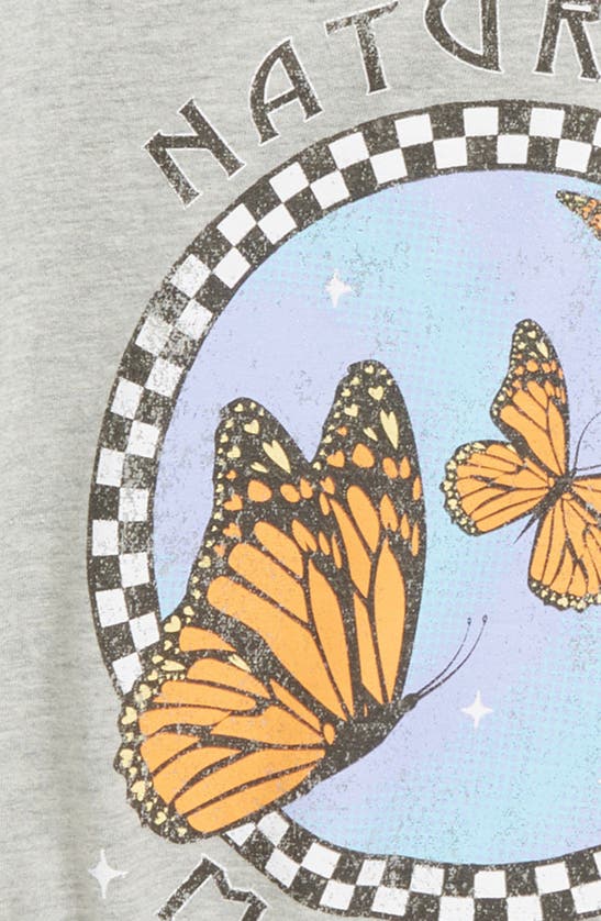 Shop Treasure & Bond Kids' Cotton Crop Graphic T-shirt In Heather Butterflies