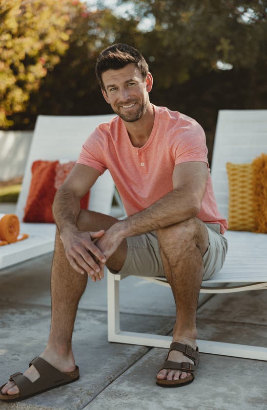 Shop The Normal Brand Short Sleeve Active Henley In Canyon Sunset