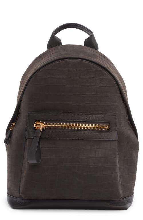 TOM FORD Buckley Croc Embossed Leather Backpack in Fango at Nordstrom