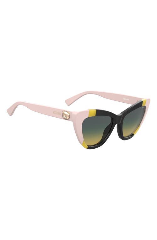Moschino Grey Shaded Green Cat Eye Ladies Sunglasses Mos122/s 071c/je 53 In Black Yellow