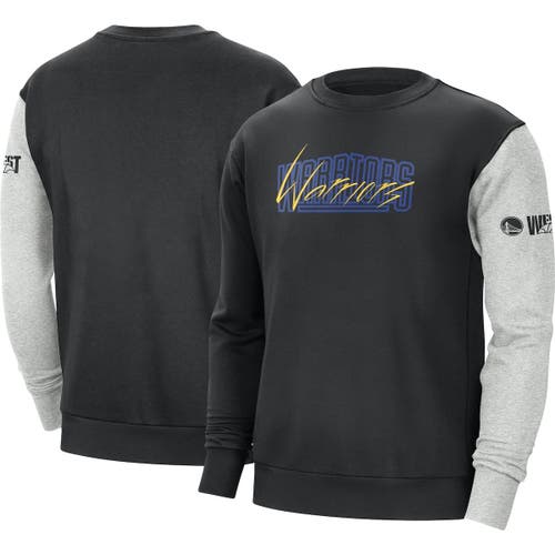 Men's Nike Black/Heather Gray Golden State Warriors Courtside Versus Force & Flight Pullover Sweatshirt