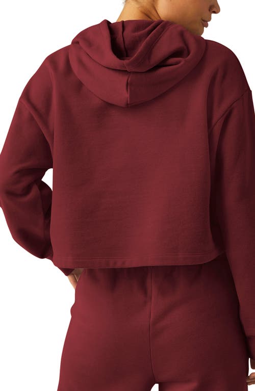 Shop Beyond Yoga Happiness Crop Hoodie In California Merlot