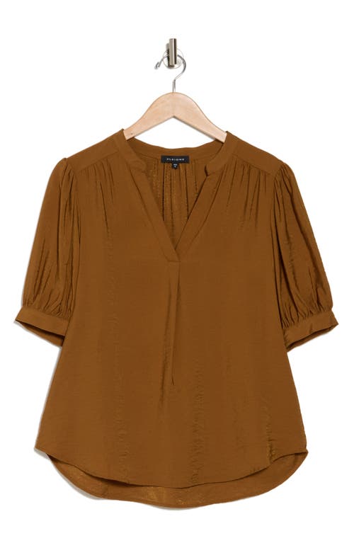 Shop Pleione Textured Tunic Shirt In Caramel