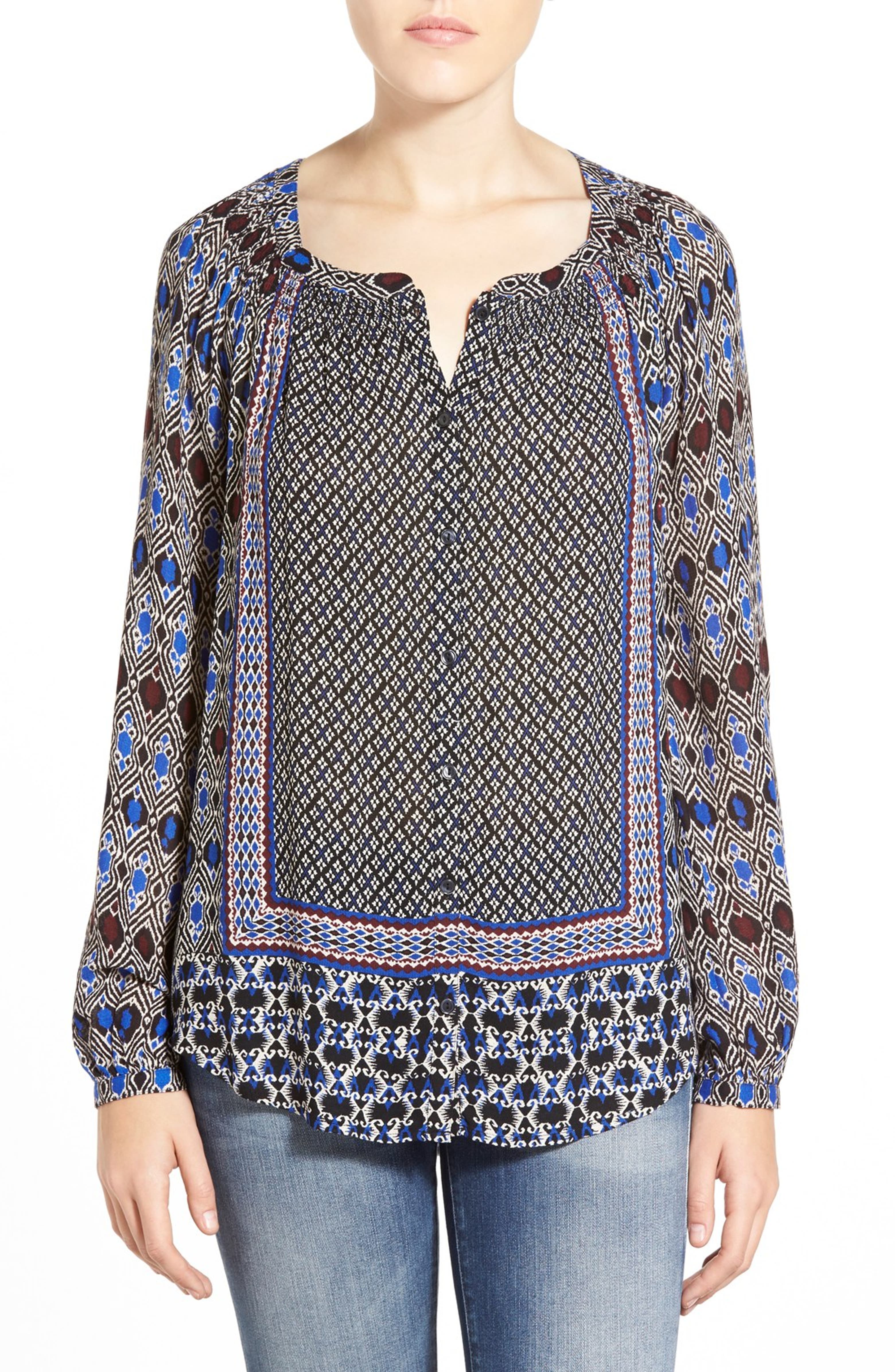 Lucky Brand Ikat Print Peasant Top | Nordstrom