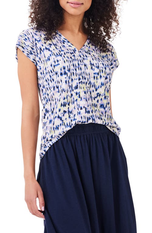 NZT by NIC+ZOE Ikat Print Knit V-Neck Top Indigo Multi at Nordstrom,