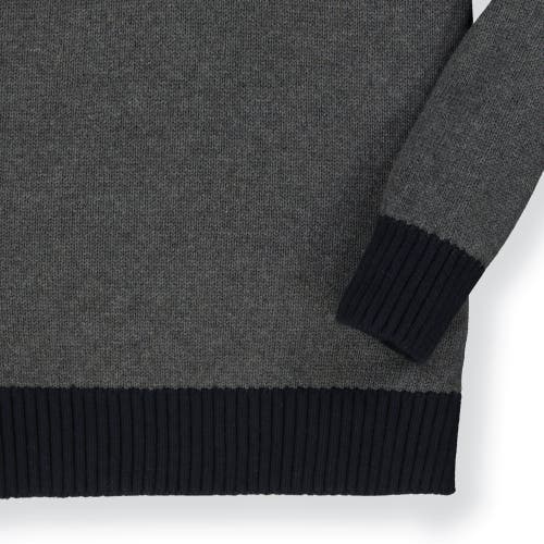 Shop Hope & Henry Baby Boys' Organic Contrast Sweater With Elbow Patches, Infant In Charcoal Heather And Black