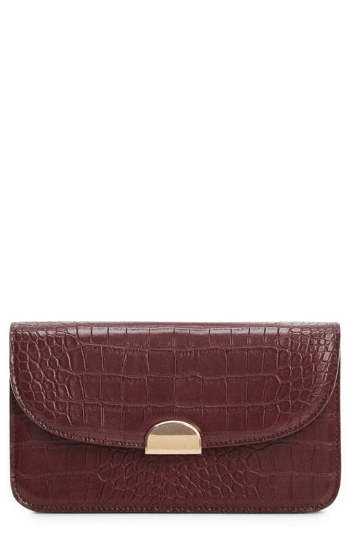 MANGO Croc Embossed Faux Leather Crossbody Bag in Burgundy at Nordstrom