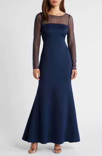 Eliza J Wrap Neckline Scuba Crepe Gown Nordstrom