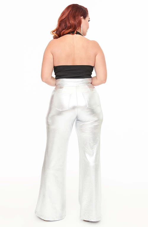 Smak Parlour 1960s High Waist Flare Pants In Silver