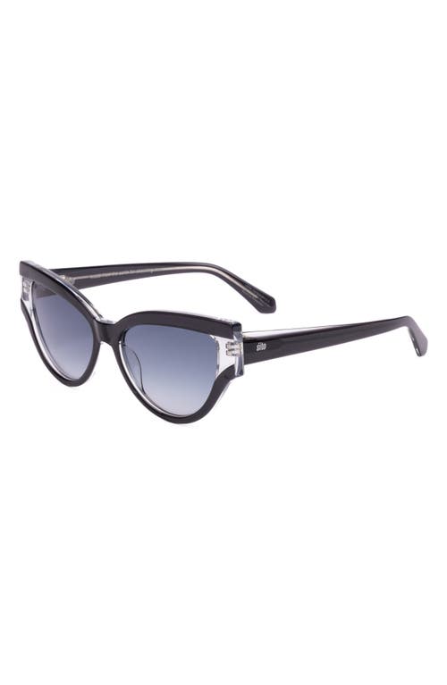 Shop Sito Shades Allnighter 56mm Gradient Standard Cat Eye Sunglasses In Black Clear/grey Blue