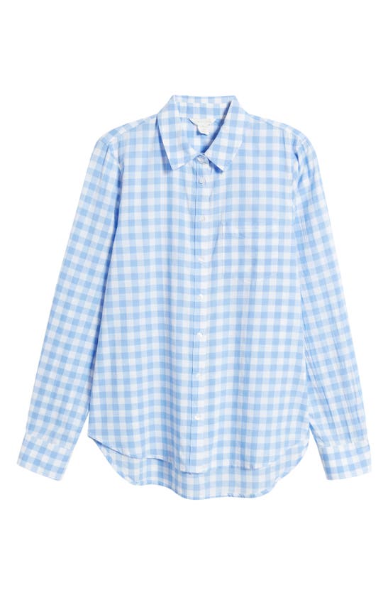 Shop Caslon (r) Gingham Cotton Voile Button-up Shirt In Blue Cornflower Ray Gingham