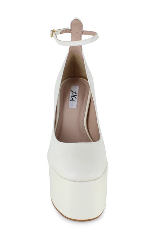 Zigi Nikole Ankle Strap Platform Pump In White Leather