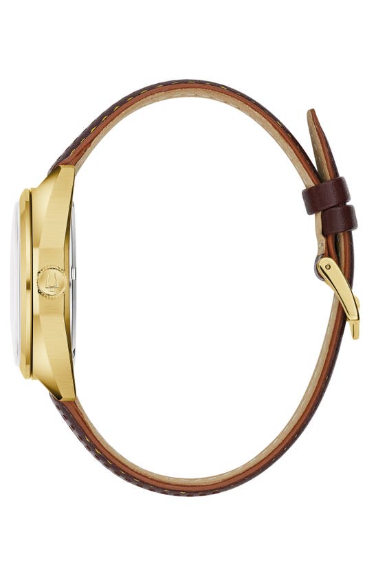 Shop Bulova Jet Star Leather Strap Watch, 40mm In Goldone