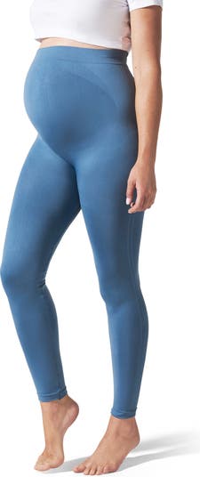 Blanqi Everyday Maternity Belly Support Leggings In Oil Blue