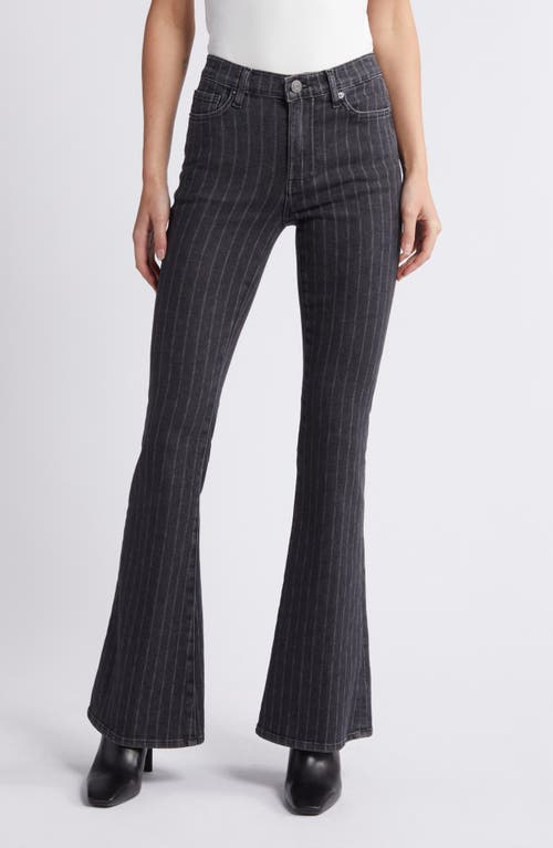 Shop Frame Le High Flare Jeans In Charcoal Pinstripe