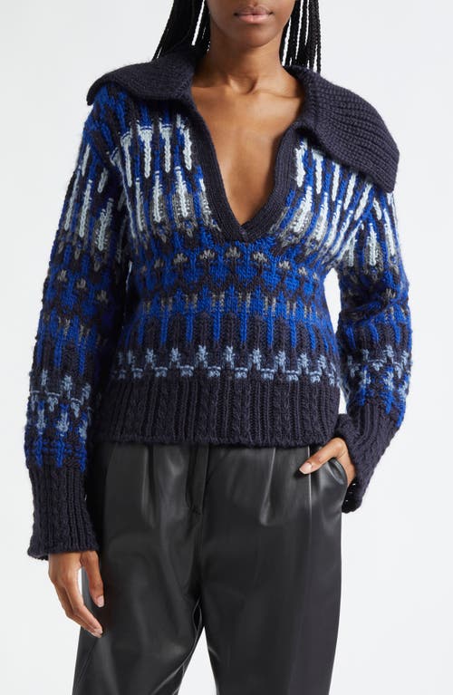 Shop Ramy Brook Augustus Sweater In Lapis Combo Fairisle