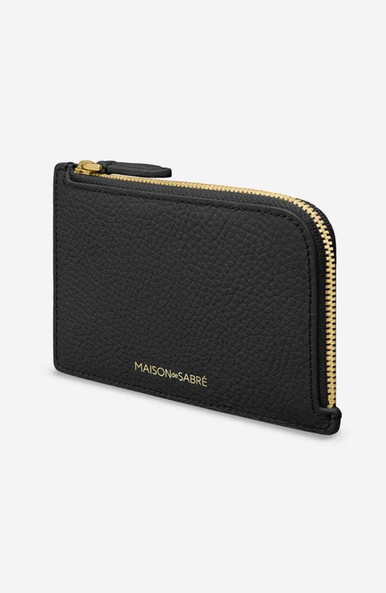 Shop Maison De Sabre Maison De Sabré Leather Zip Card Holder In Black Caviar