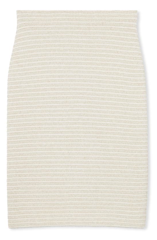 Shop St John St. John Collection Stripe Metallic Tweed Pencil Skirt In Ecru