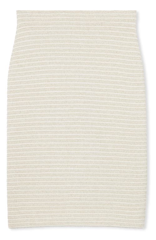 Stripe Metallic Tweed Pencil Skirt in Ecru