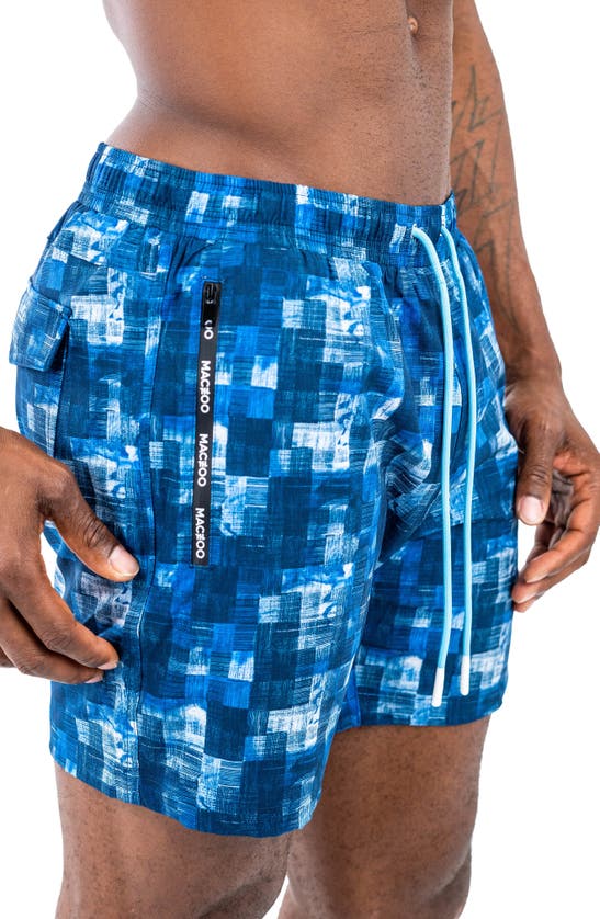 Shop Maceoo Swim Lion Checkquered31 Swim Trunks In Blue