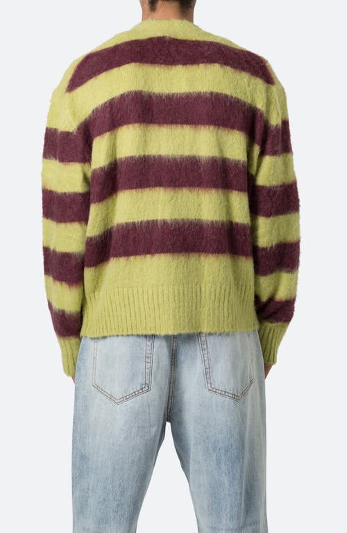 Mnml Striped Faux Mohair Cardigan In Green/brown