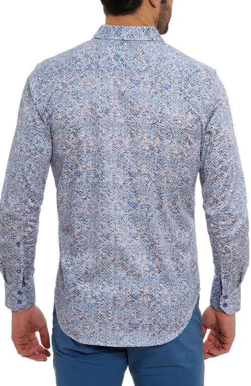 Shop Robert Graham Kaimana Abstract Print Stretch Cotton Button-up Shirt In Blue