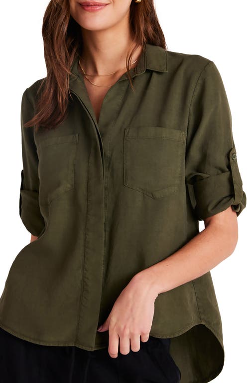 Shop Bella Dahl Split Back Button-up Shirt In Italian Herb